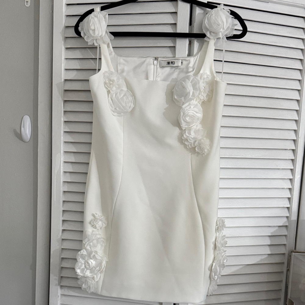 JW PEI White Floral Embellished Mini Dress